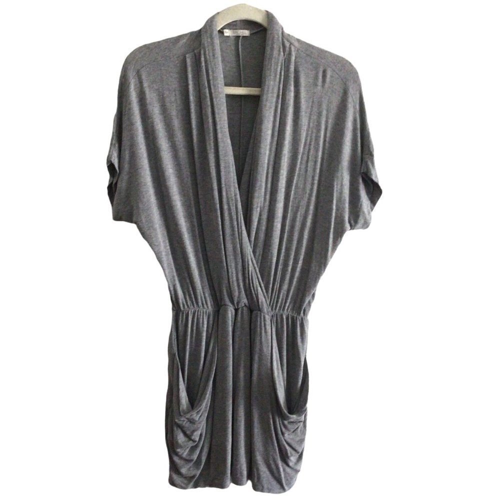 Rachel Rachel Roy Women's M Gray Jersey Knit Draped Faux Wrap 24 Hour Mini Dress